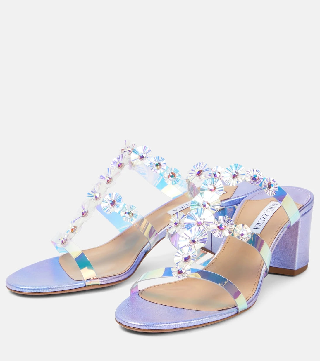 Aquazzura - Meteorite embellished PVC mules