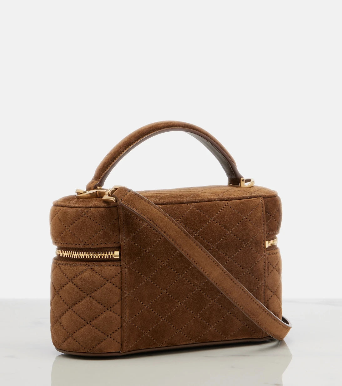 Saint Laurent - Gaby Mini quilted suede vanity bag