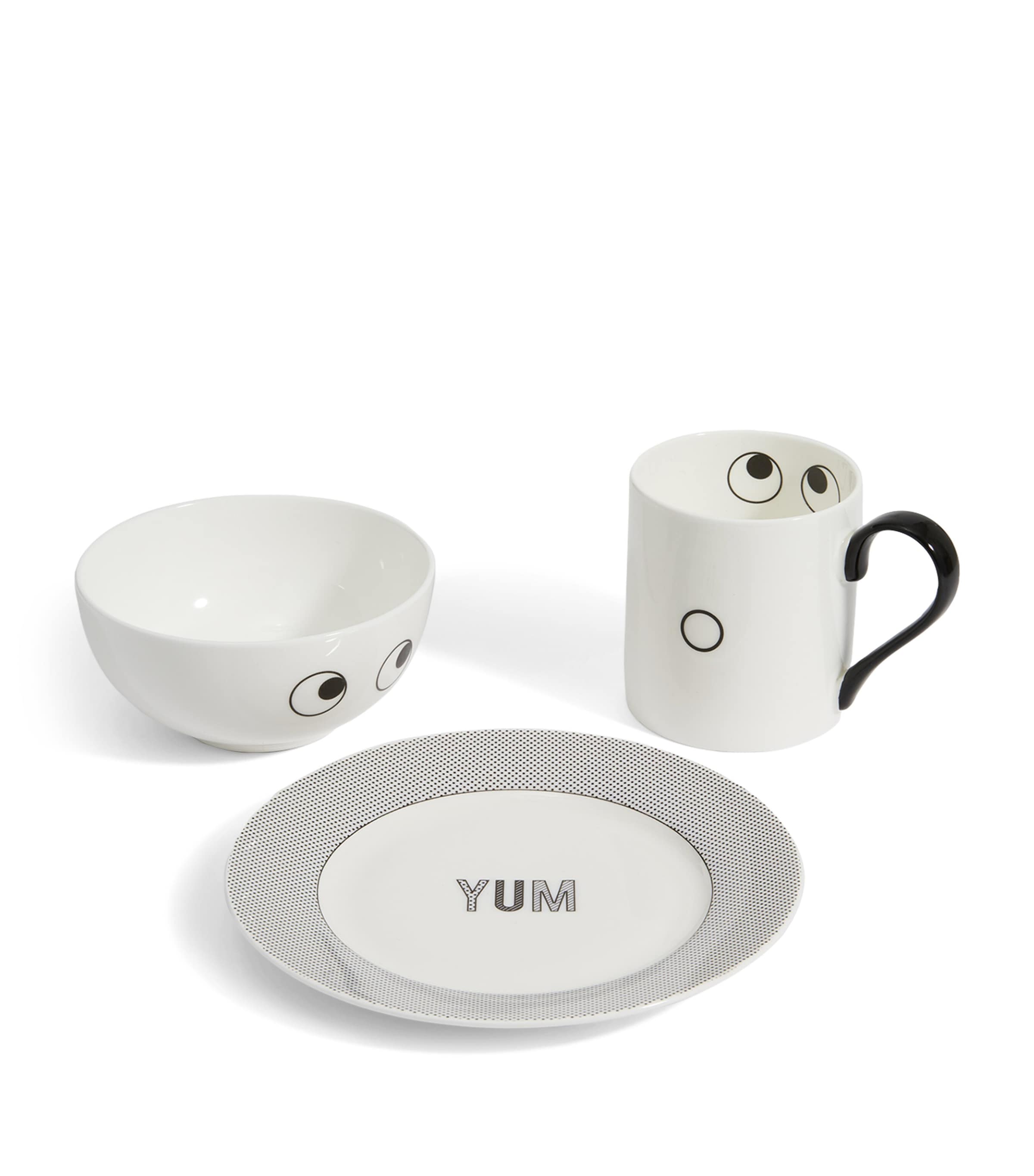 Ceramic Eyes Mug, Bowl and Plate Set
