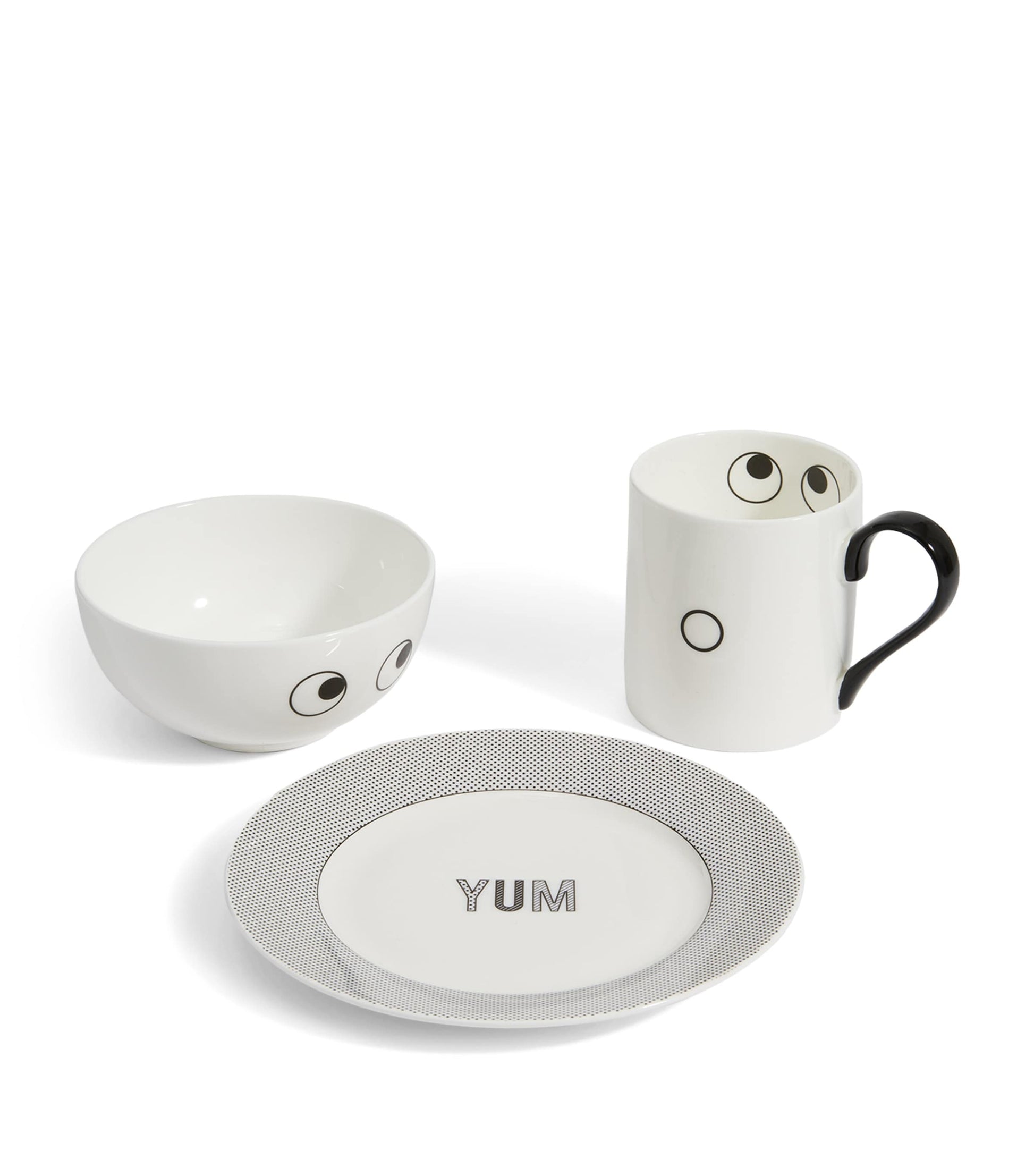 Ceramic Eyes Mug, Bowl and Plate Set