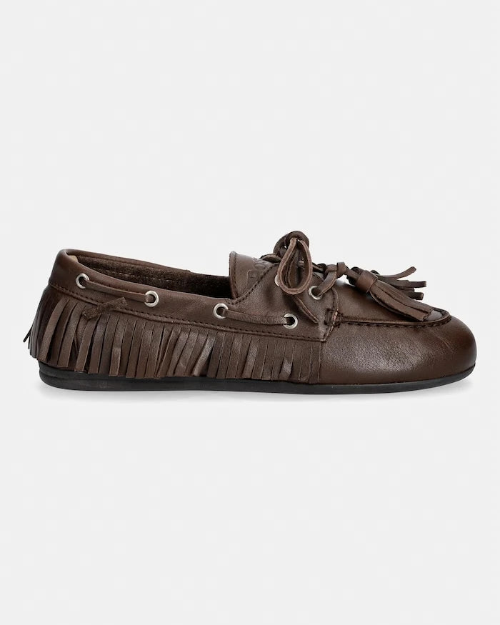 Posa Kadın Süet Mokasen Boat Loafer Native Tassel