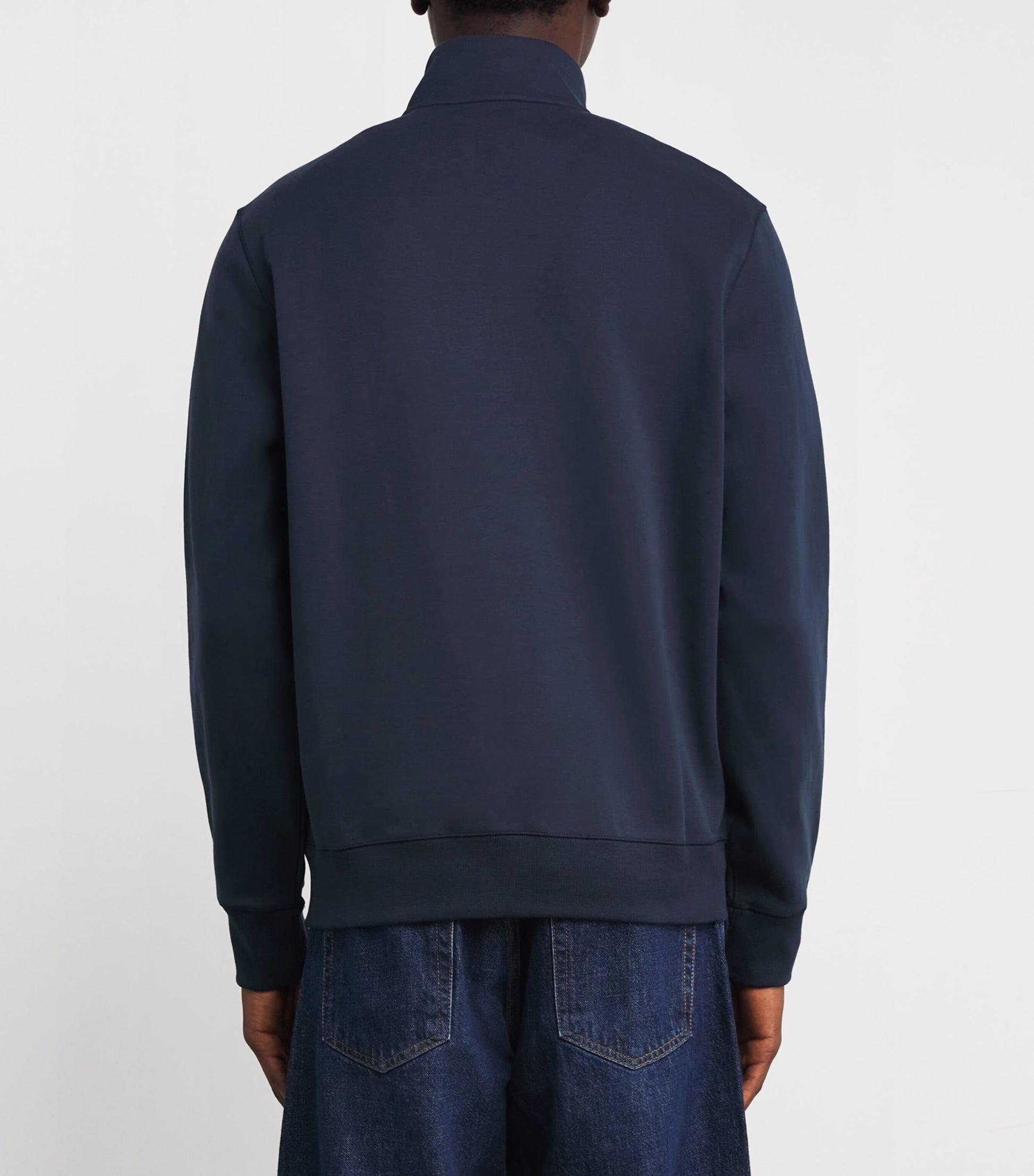 Cotton-Blend Quarter-Zip Sweatshirt BLUE