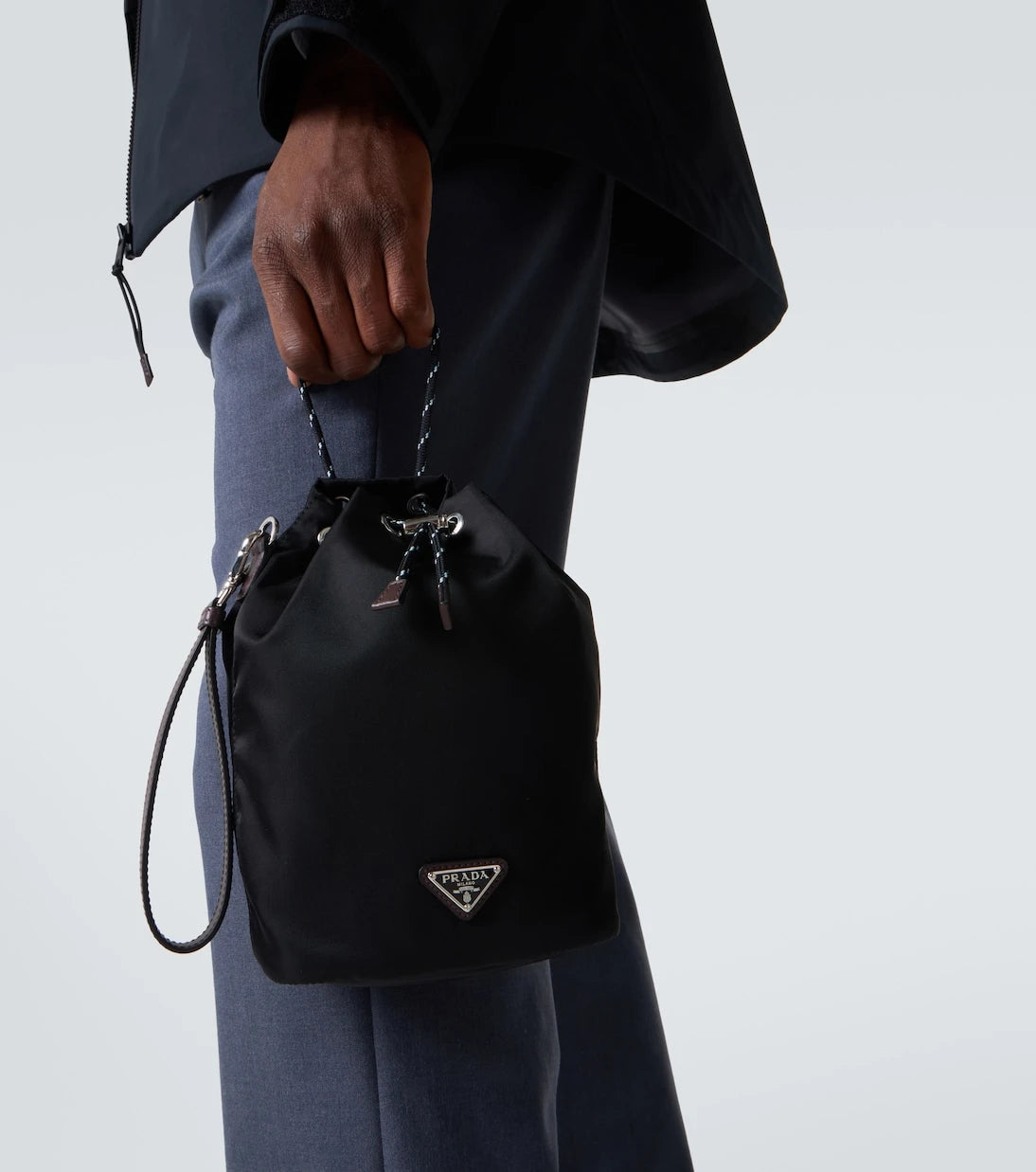 Prada - Prada Speedrock Re-Nylon leather-trimmed pouch