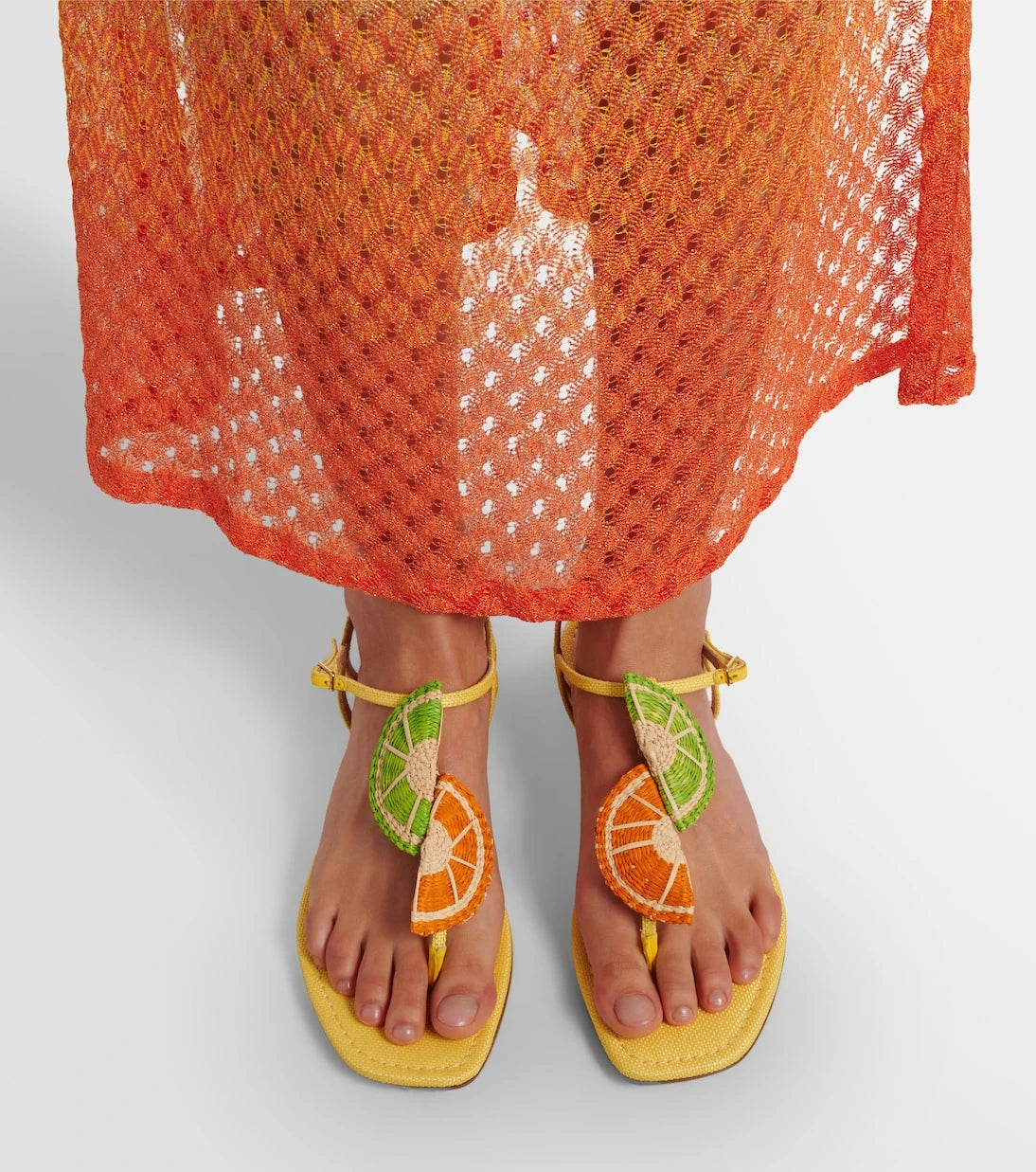 Aquazzura - Citrus Sugar rafya arkası açık sandaletler