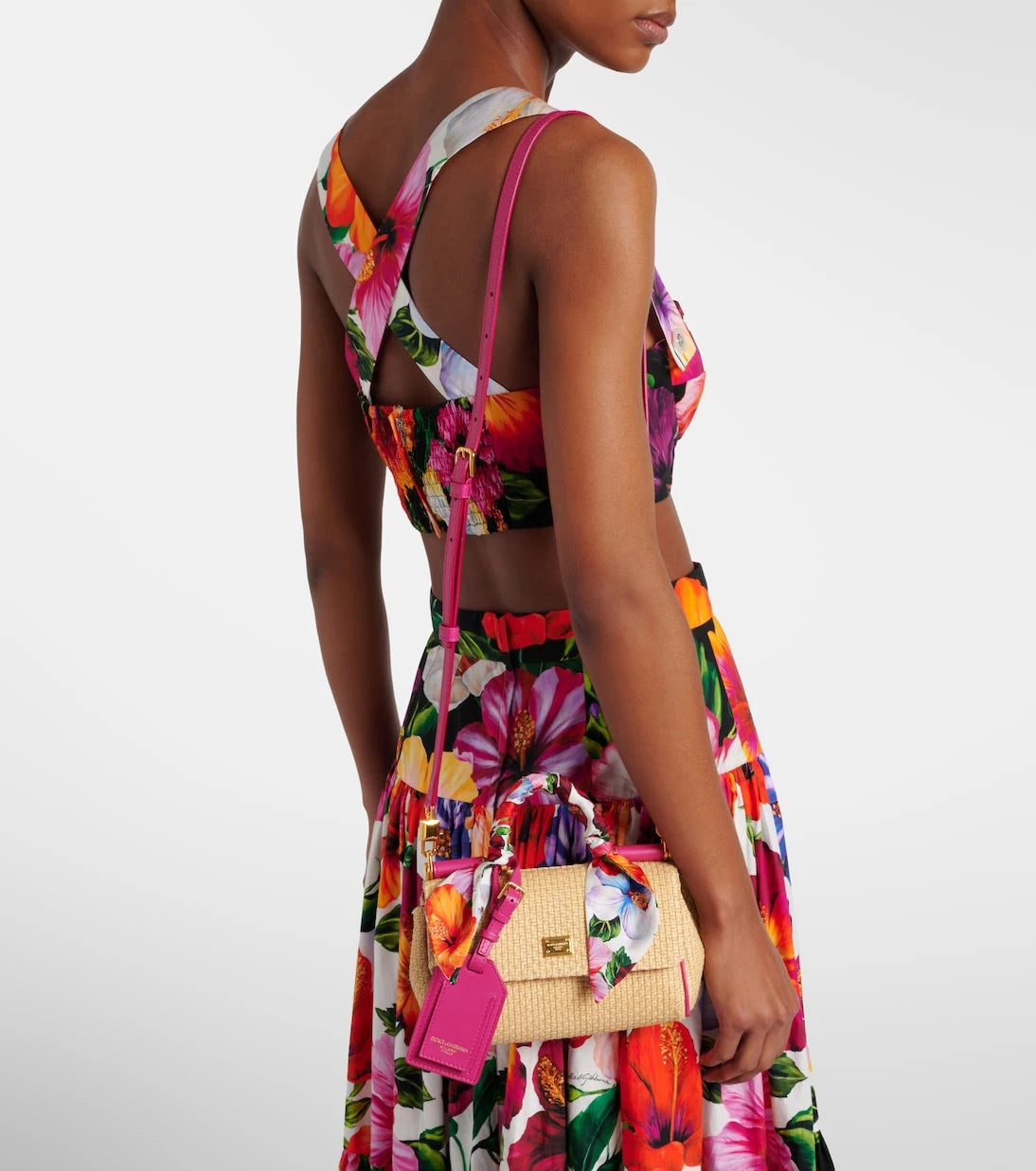 Dolce&Gabbana - Sicily Small raffia-effect top-handle bag