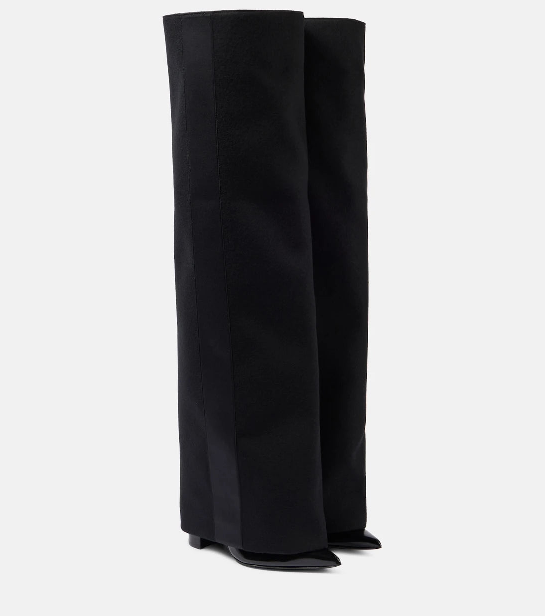 Sacai - Leather-trimmed melton knee-high boots