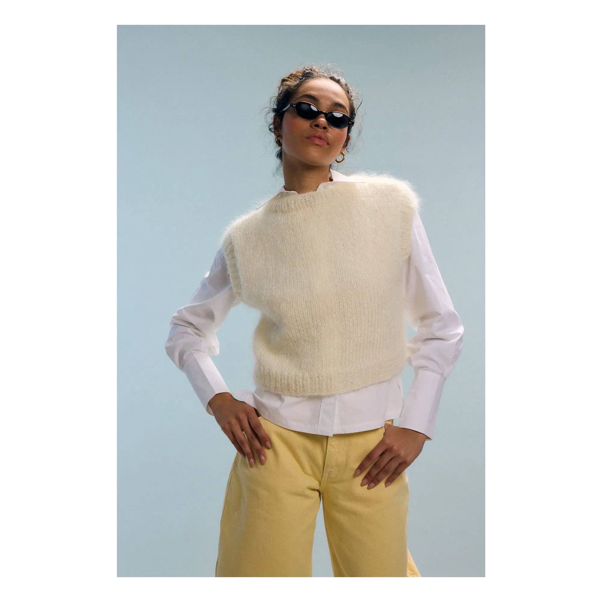Nitah - Yasmine Mohair Sleeveless Sweater | White