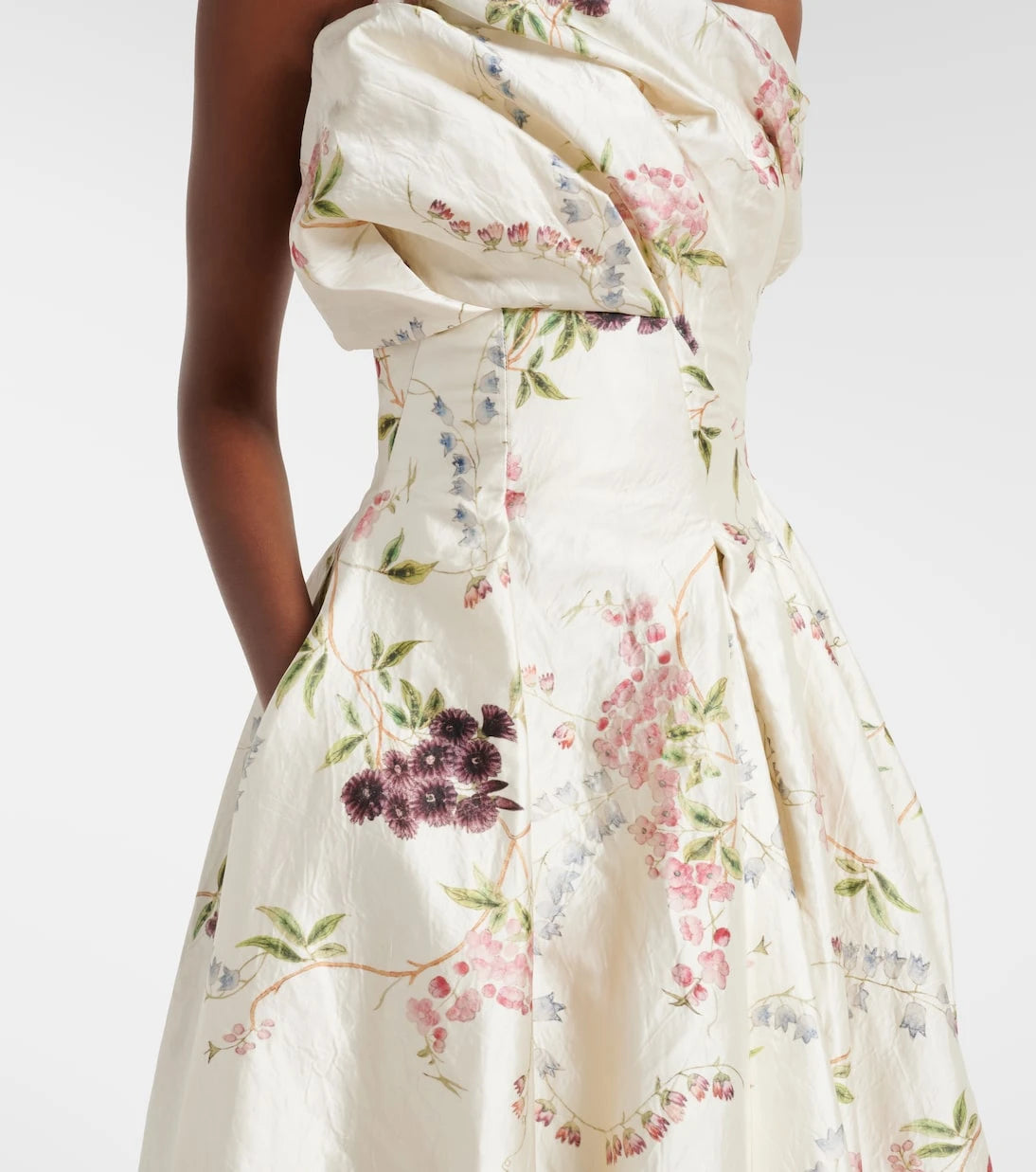 Erdem - Draped floral satin cocktail dress
