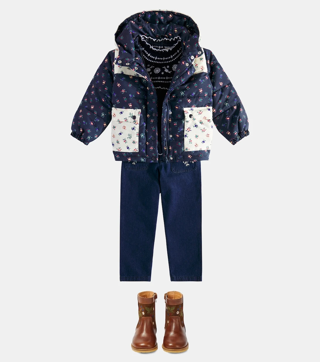 The New Society - Heaven floral patchwork puffer jacket