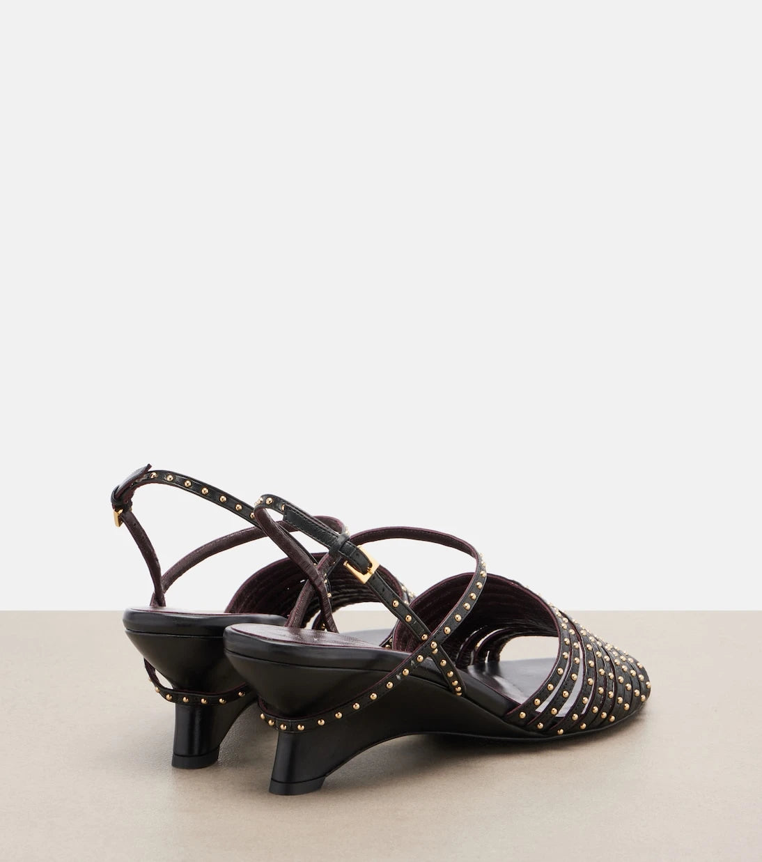 Khaite - Drew studded leather wedge sandals