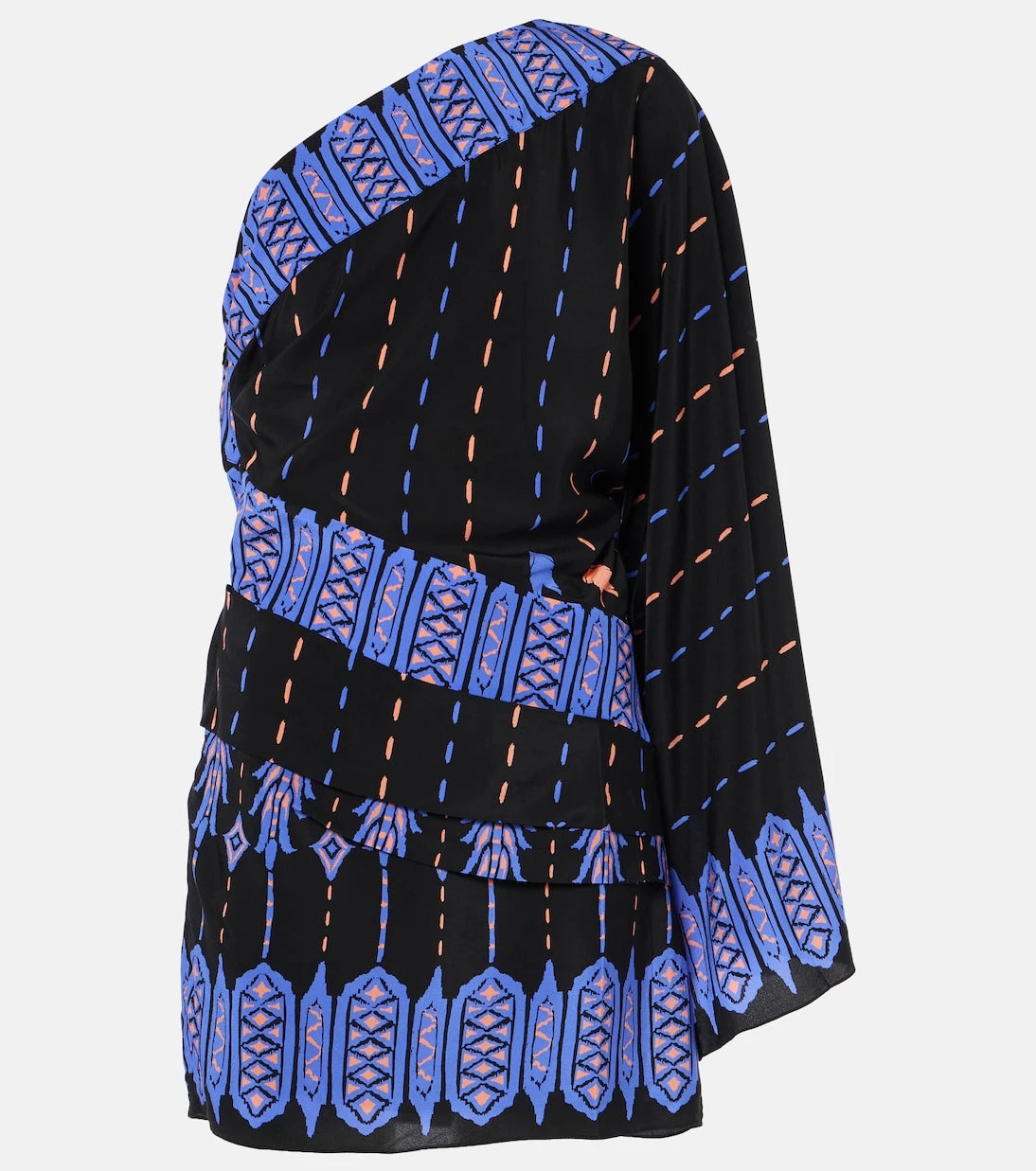 Johanna Ortiz - Printed one-shoulder silk minidress
