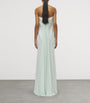McQueen Green Silk Draped Maxi Dress