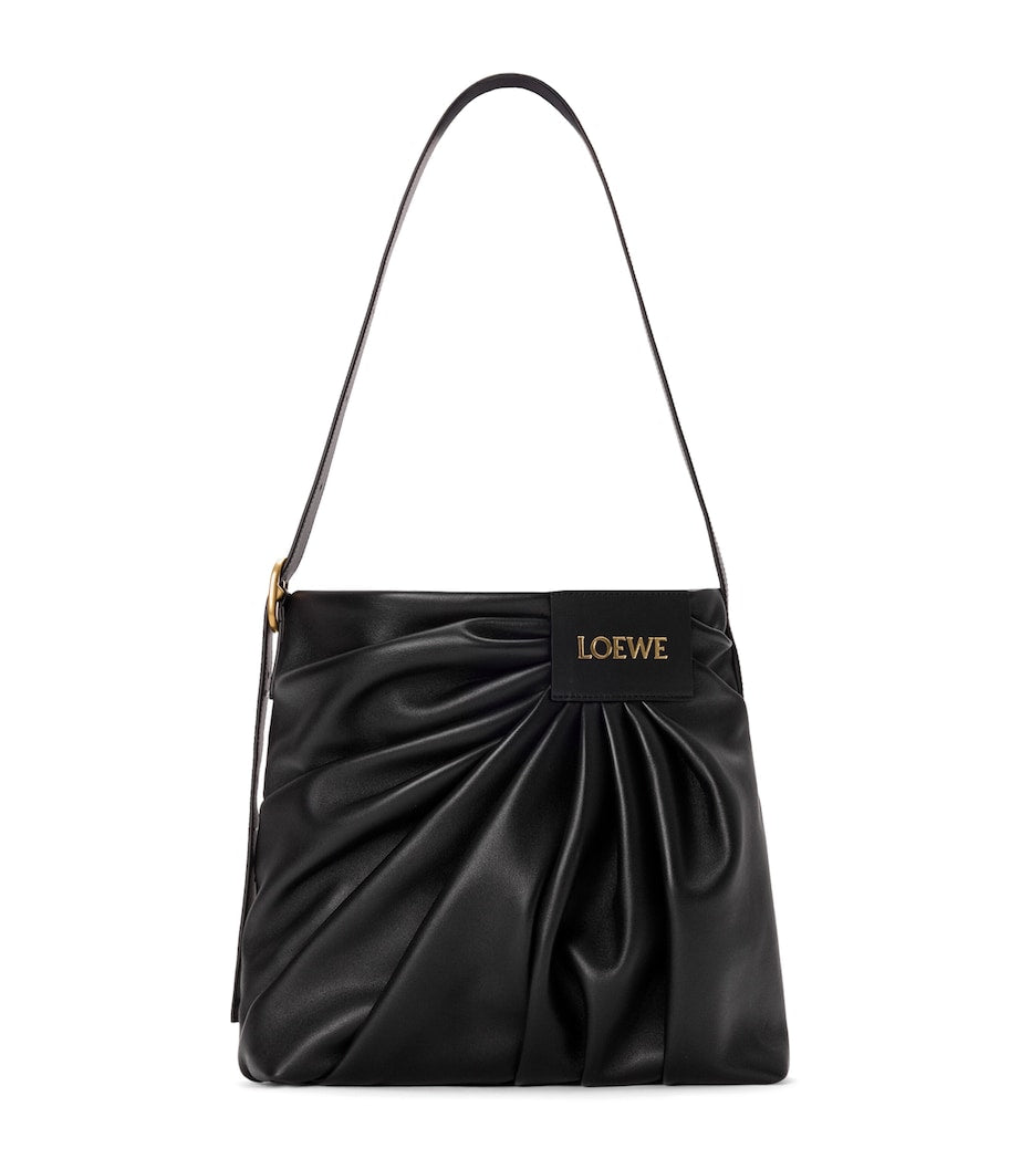 Leather Draped Tote Bag