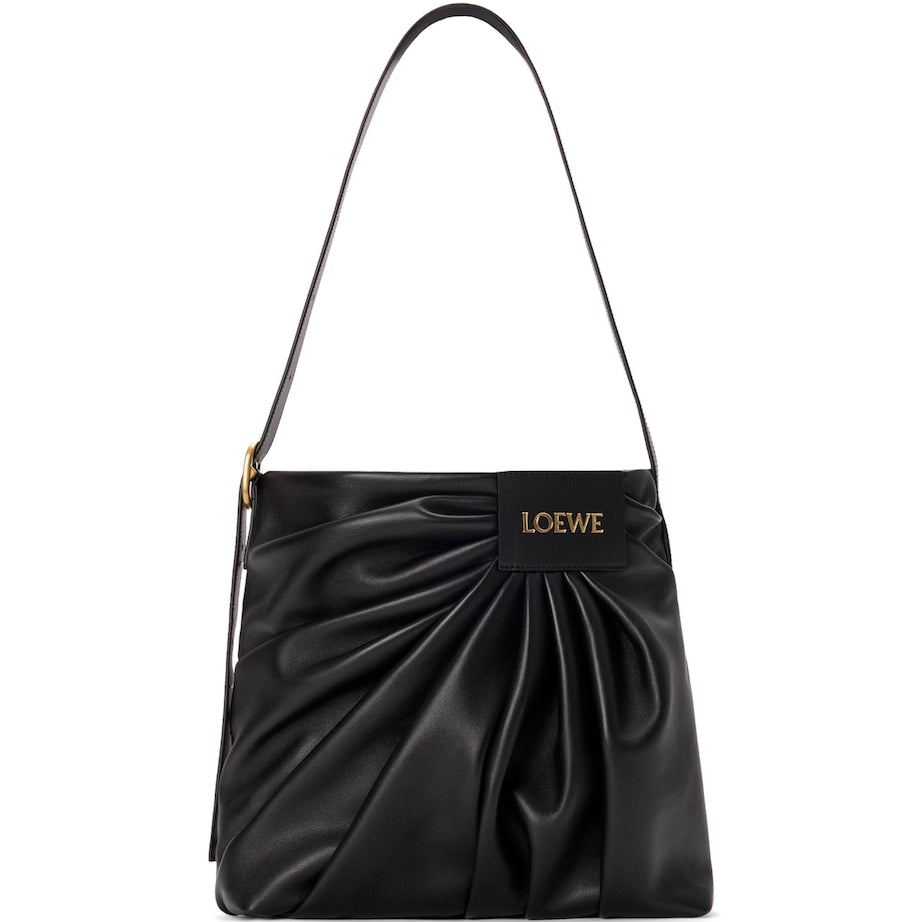 Leather Draped Tote Bag