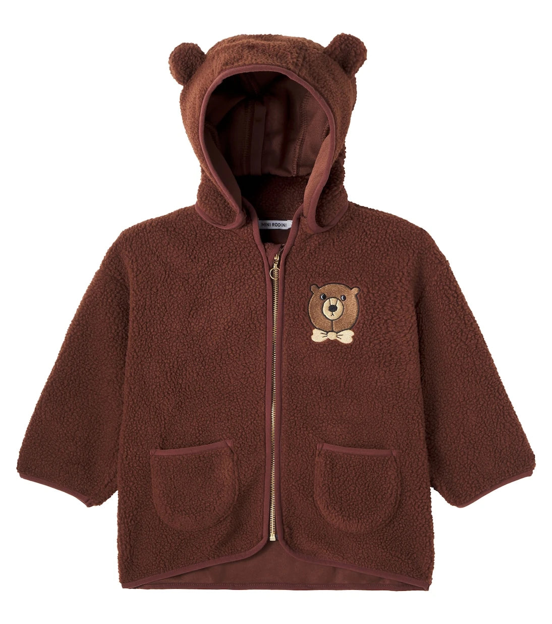 Mini Rodini - Bear embroidered fleece hoodie