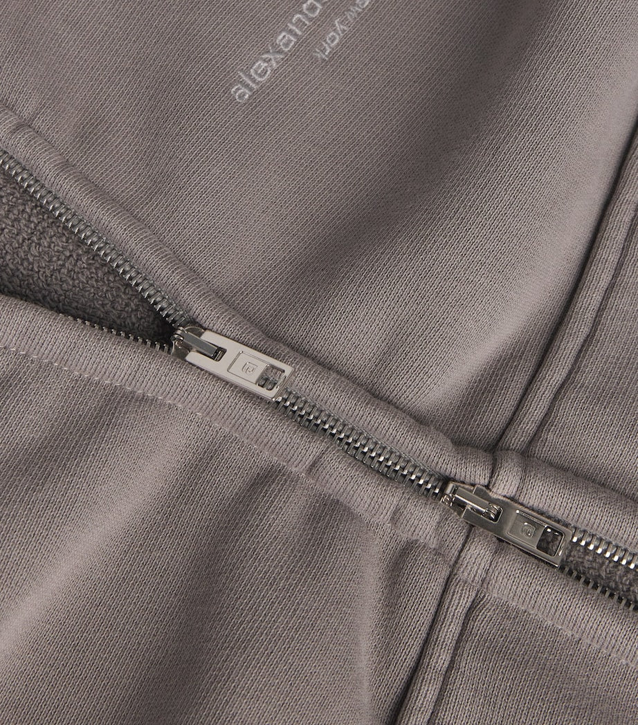 Alexander Wang Grey Stretch-Cotton Oversized Cropped Hoodie