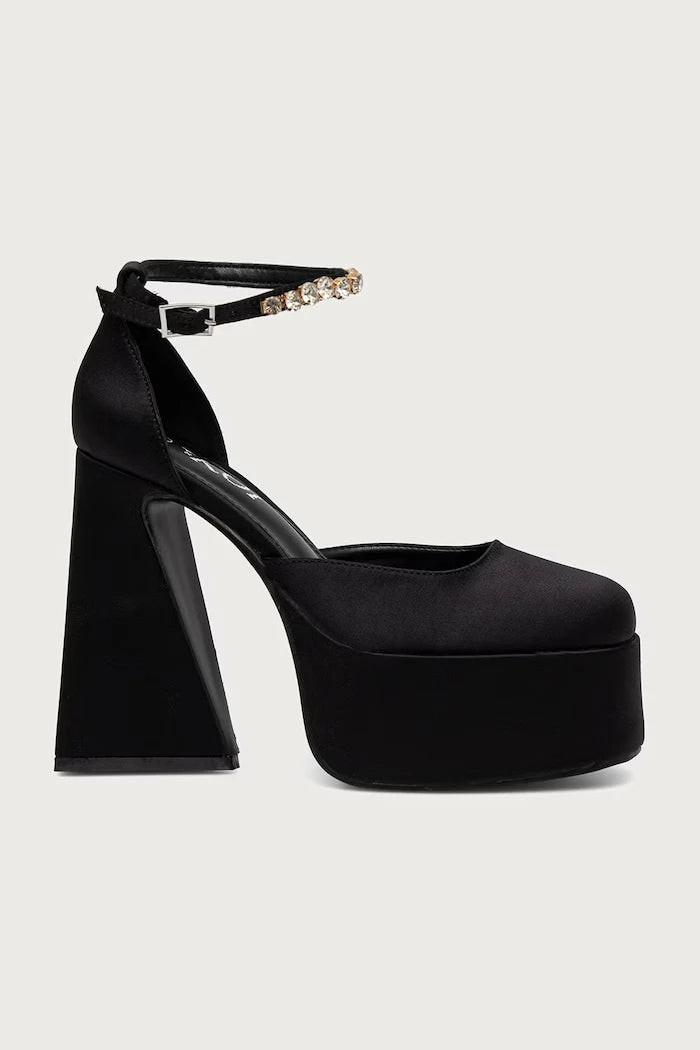 Gilda Satin Platform Jewel Topuklu Ayakkabılar