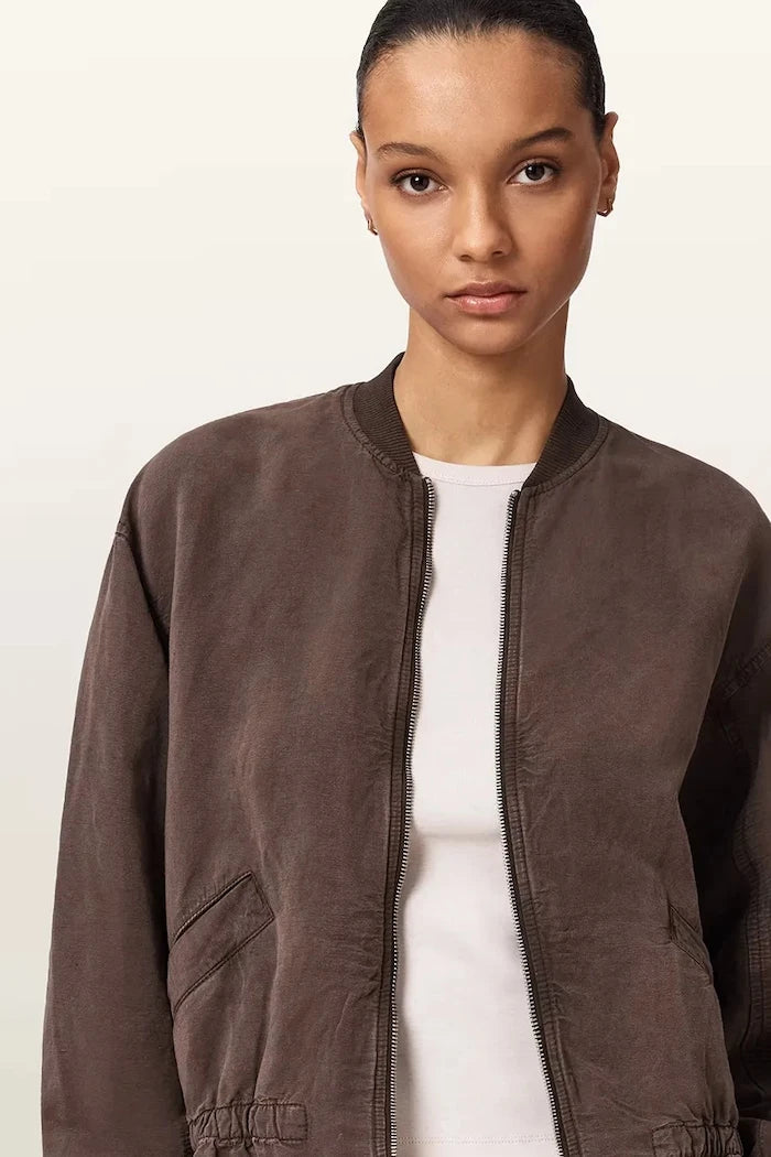 AllSaints яке бомбър дамско с лен SOFI