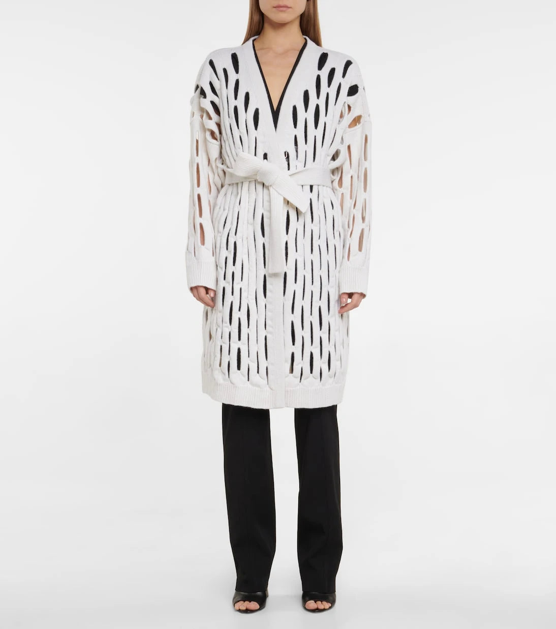 Alaïa - كارديجان من الصوف البكر المحبوك بفتحات