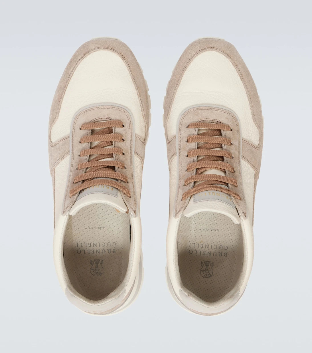 Brunello Cucinelli - Suede-trimmed leather sneakers