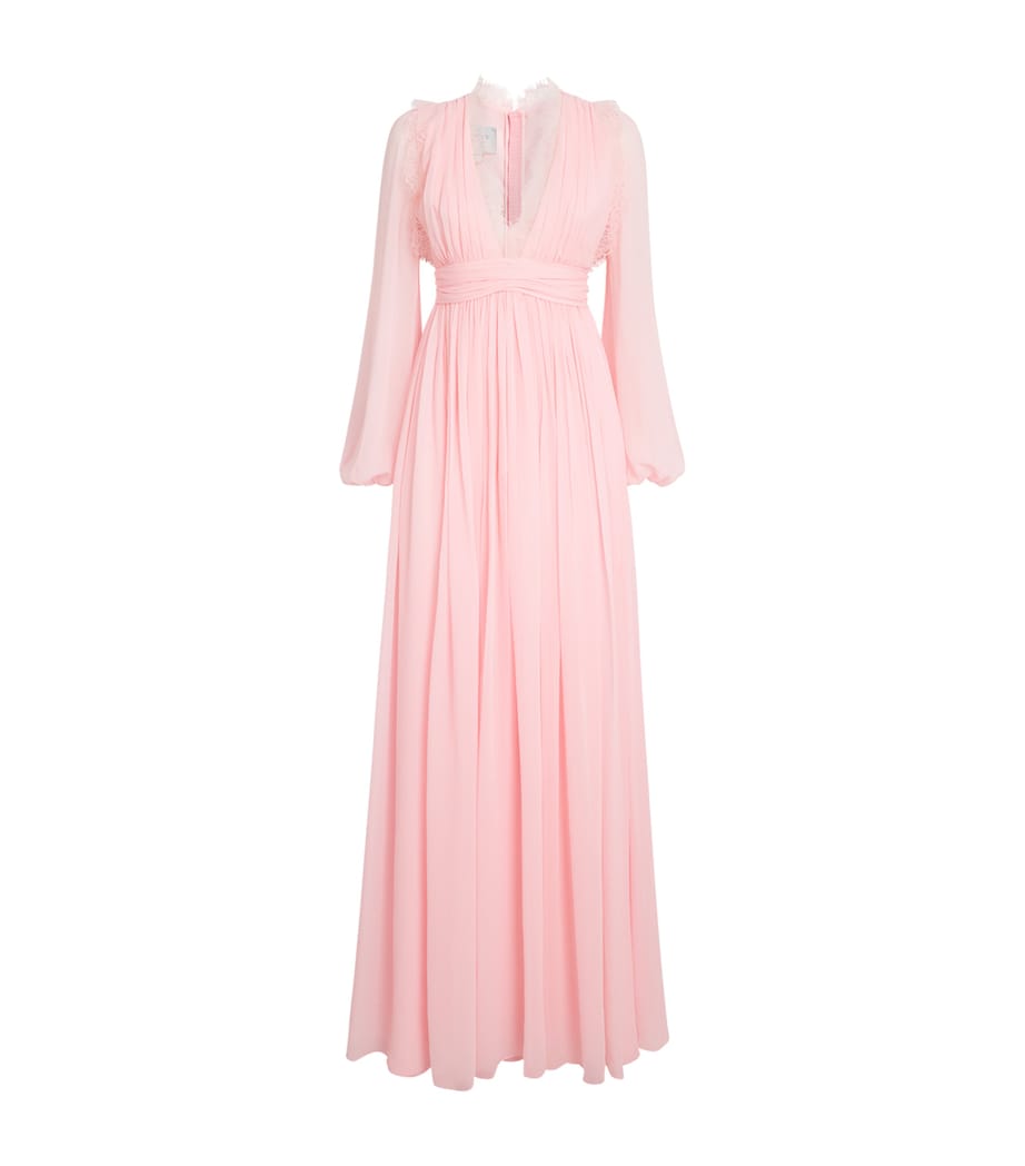 Silk Lace-Trim Maxi Dress
