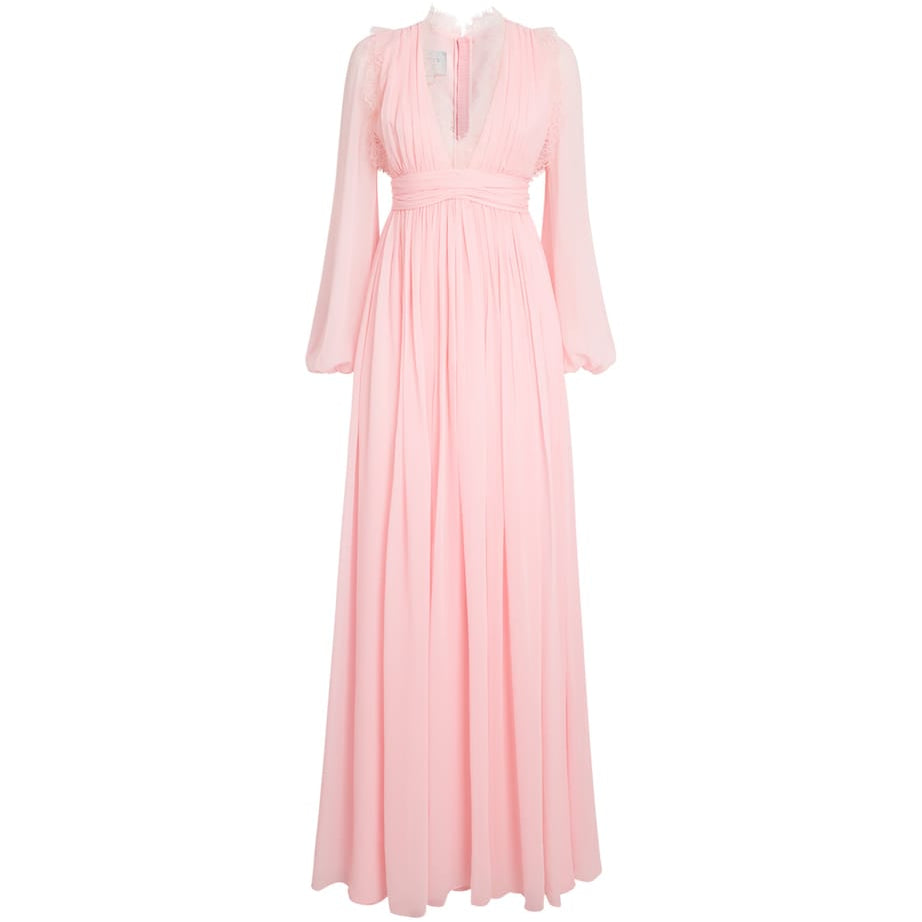 Silk Lace-Trim Maxi Dress