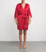 Gilda & Pearl Red Silk Lace-Trim Short Robe