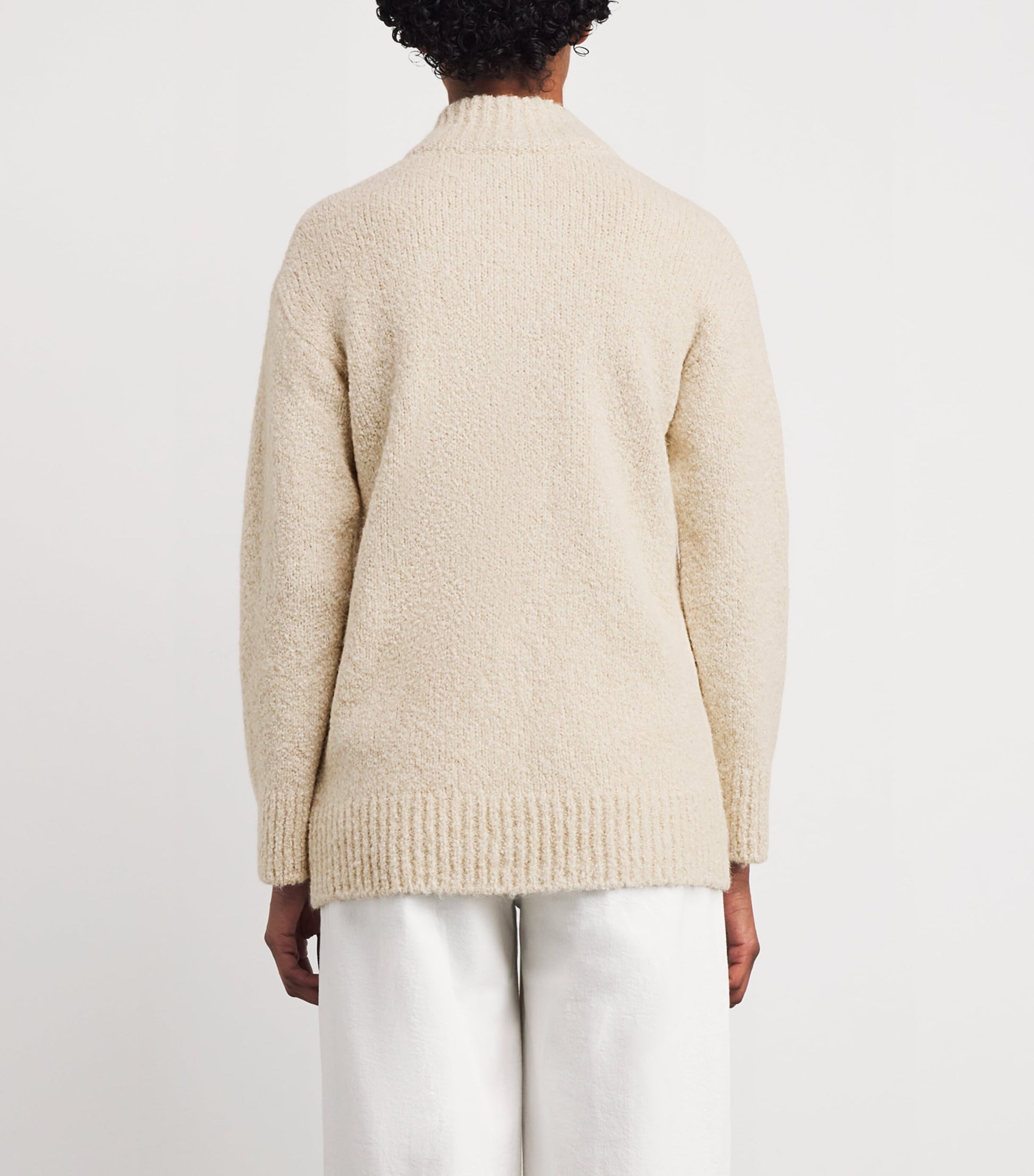 Eleventy Beige Wool-Blend Knitted Zip-Up Jacket