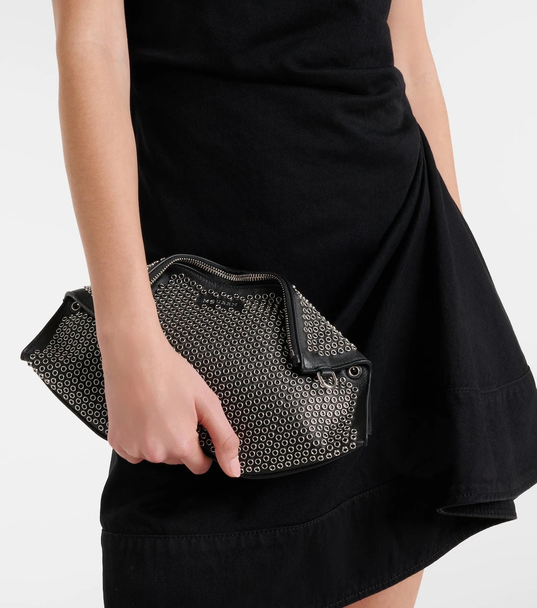 McQueen - Manta embellished leather clutch