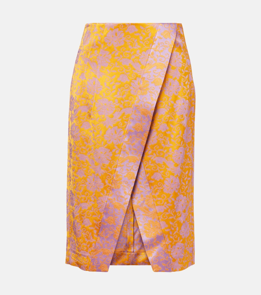 Dries Van Noten - Floral satin jacquard midi skirt