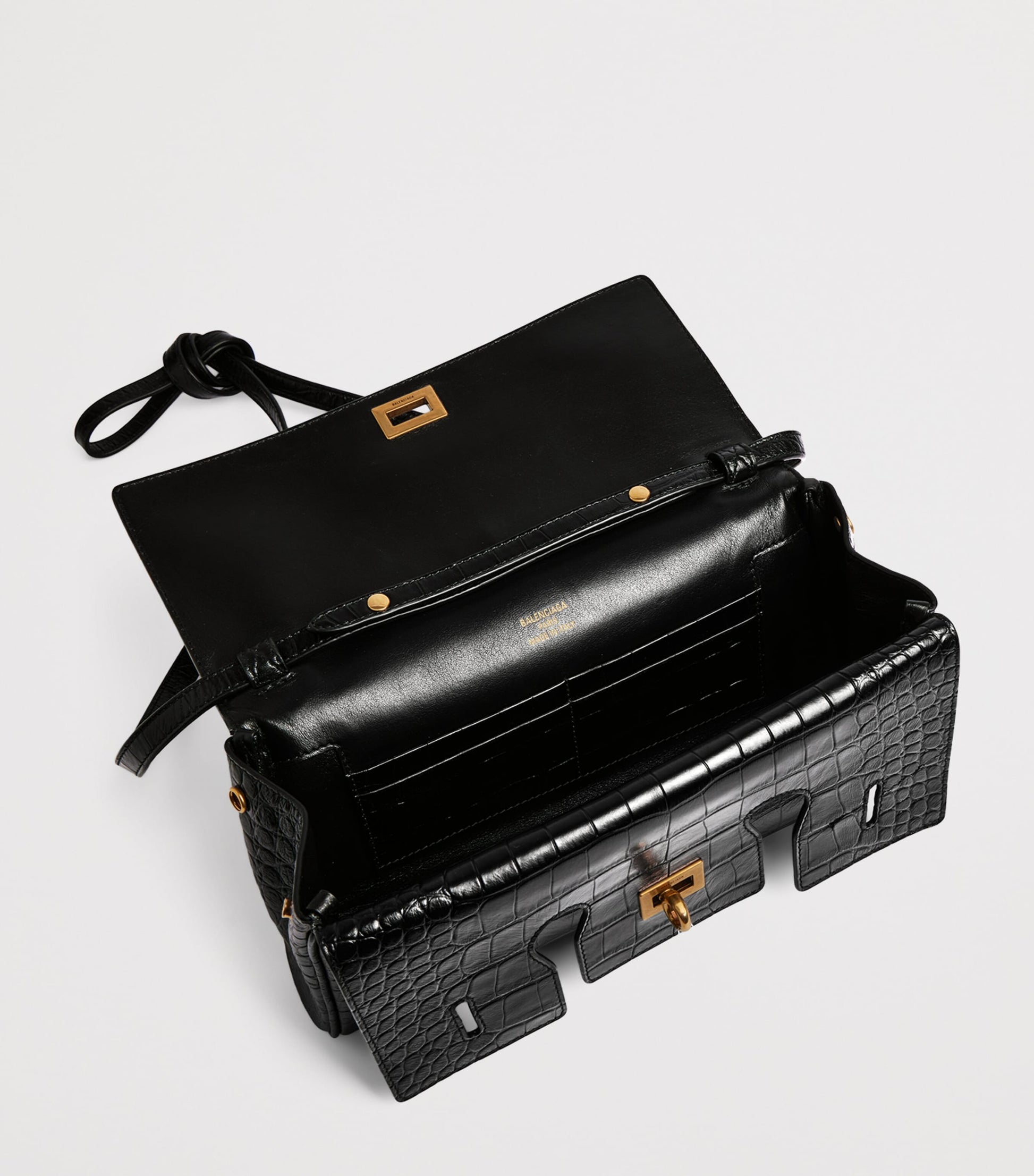 Black Croc-Embossed Calfskin Bel Air Clutch Bag