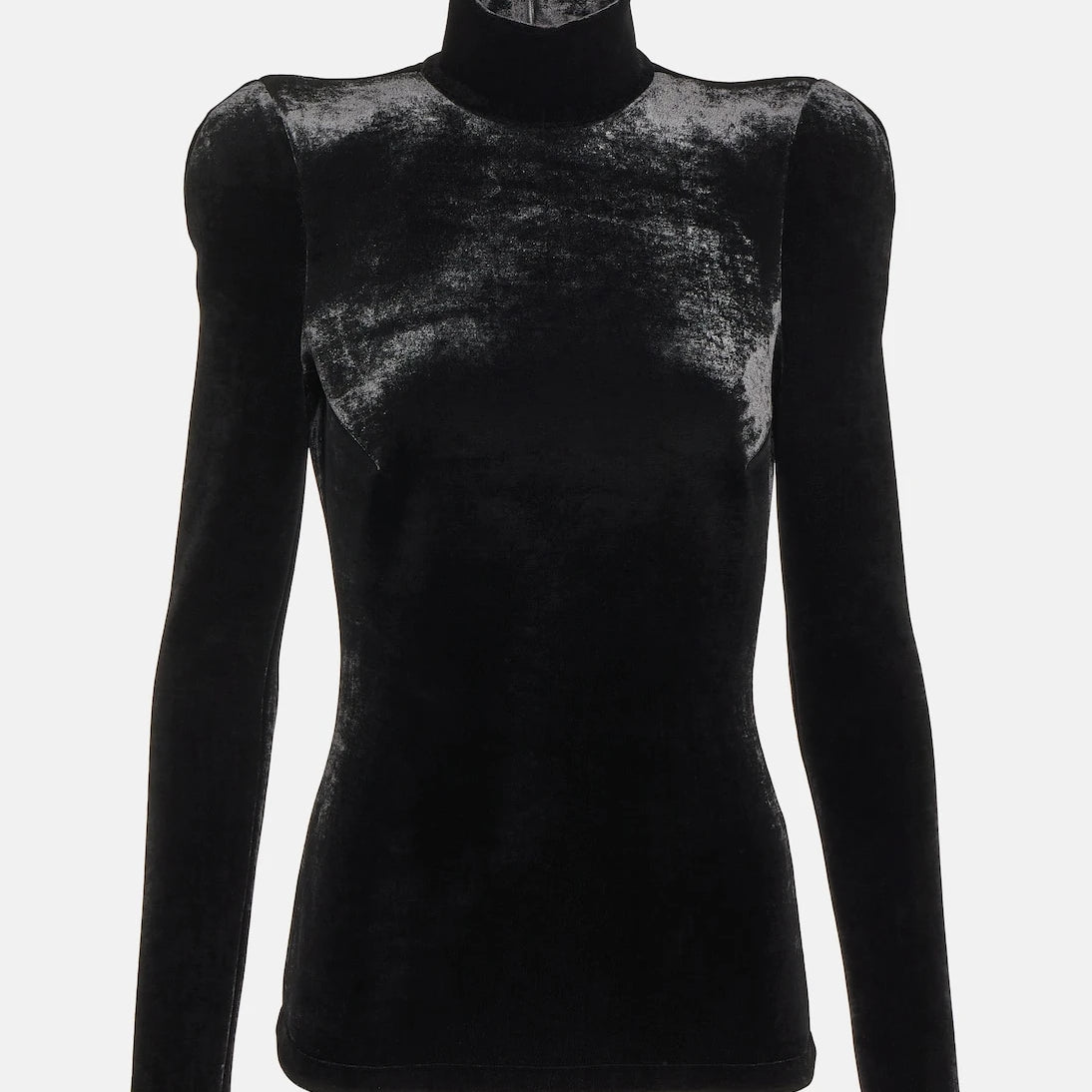 Balenciaga - بلوزة برقبة عالية مخملية
