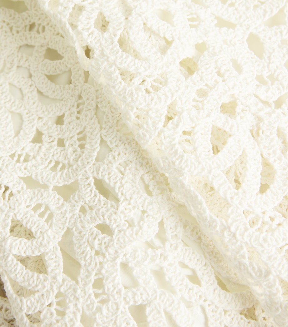 Maje White Cotton Crochet Maxi Skirt