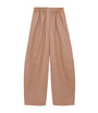 LOEWE Beige Leather Barrel Trousers