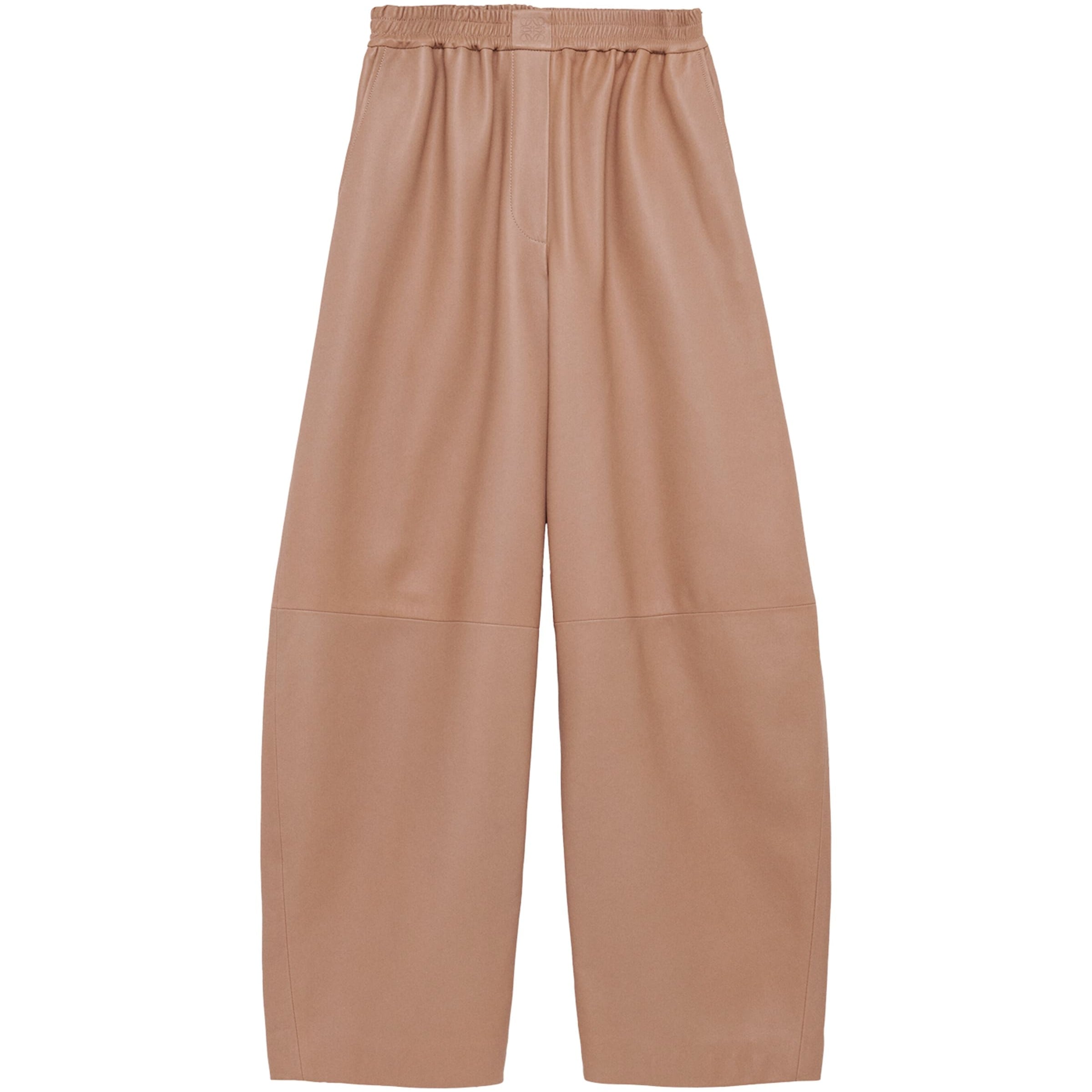 LOEWE Beige Leather Barrel Trousers