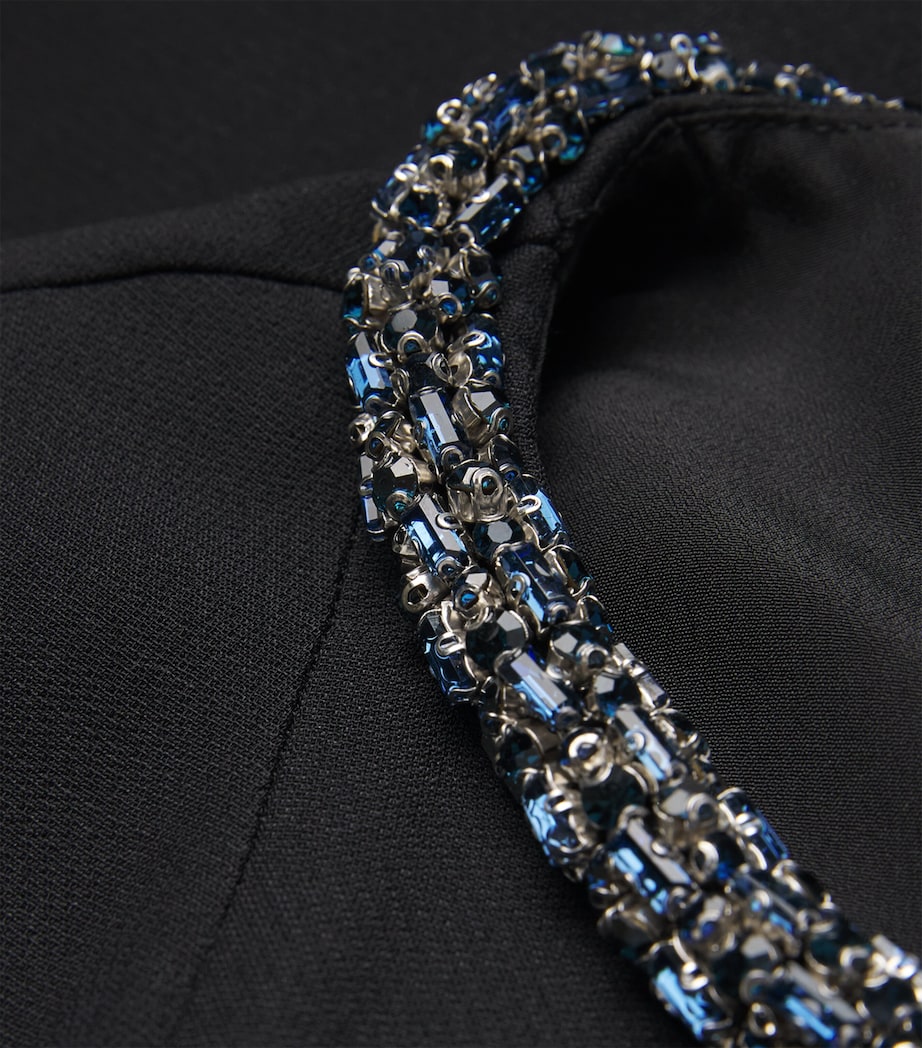 Roland Mouret Black Wool-Silk Embellished Gown