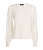 ME+EM Ivory Jersey Ballon-Sleeve Blouse
