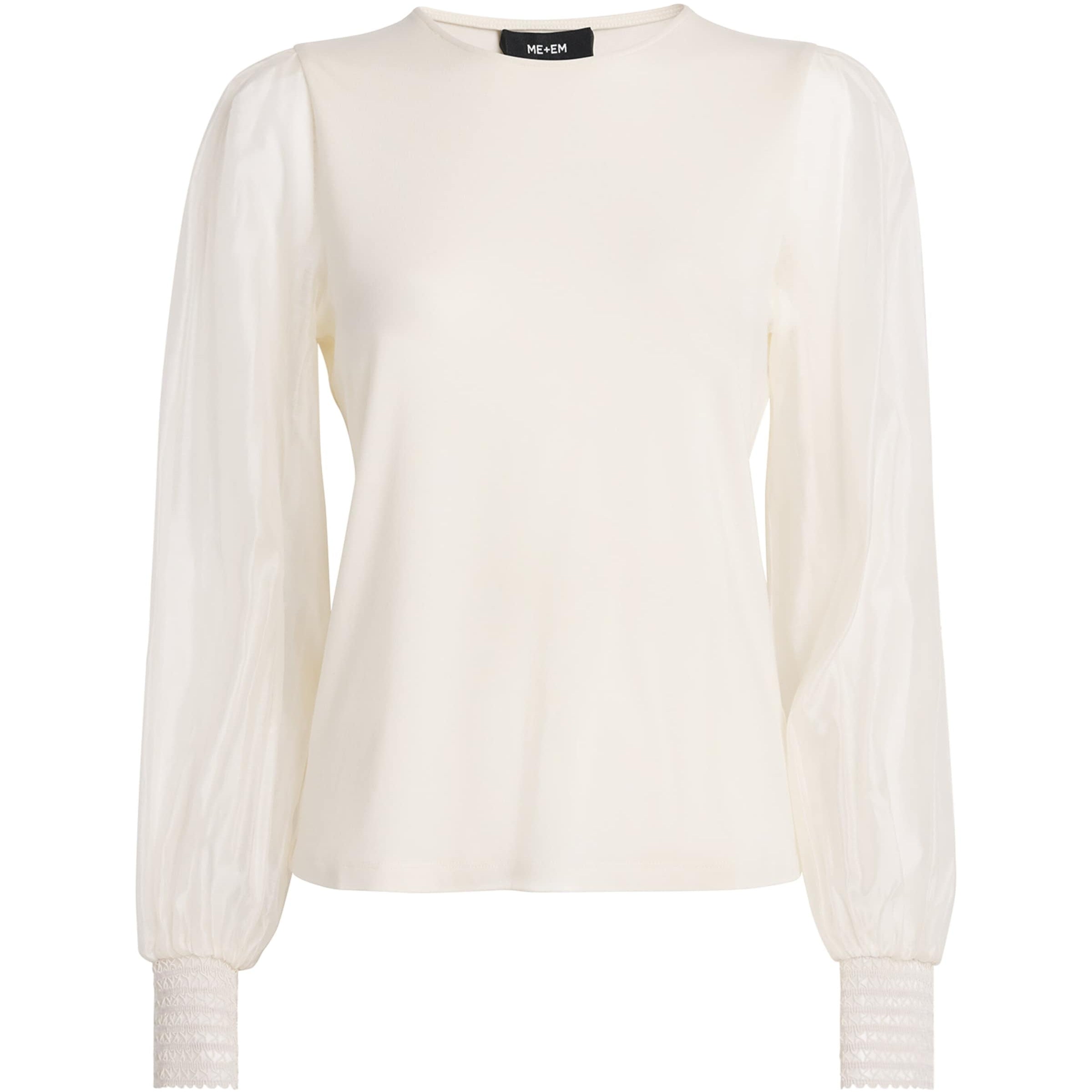 ME+EM Ivory Jersey Ballon-Sleeve Blouse