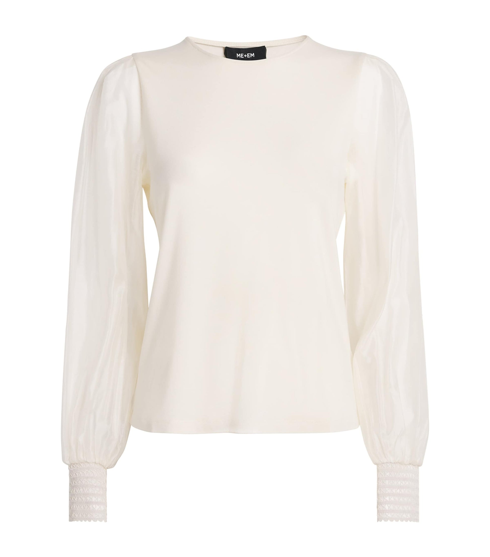 ME+EM Ivory Jersey Ballon-Sleeve Blouse