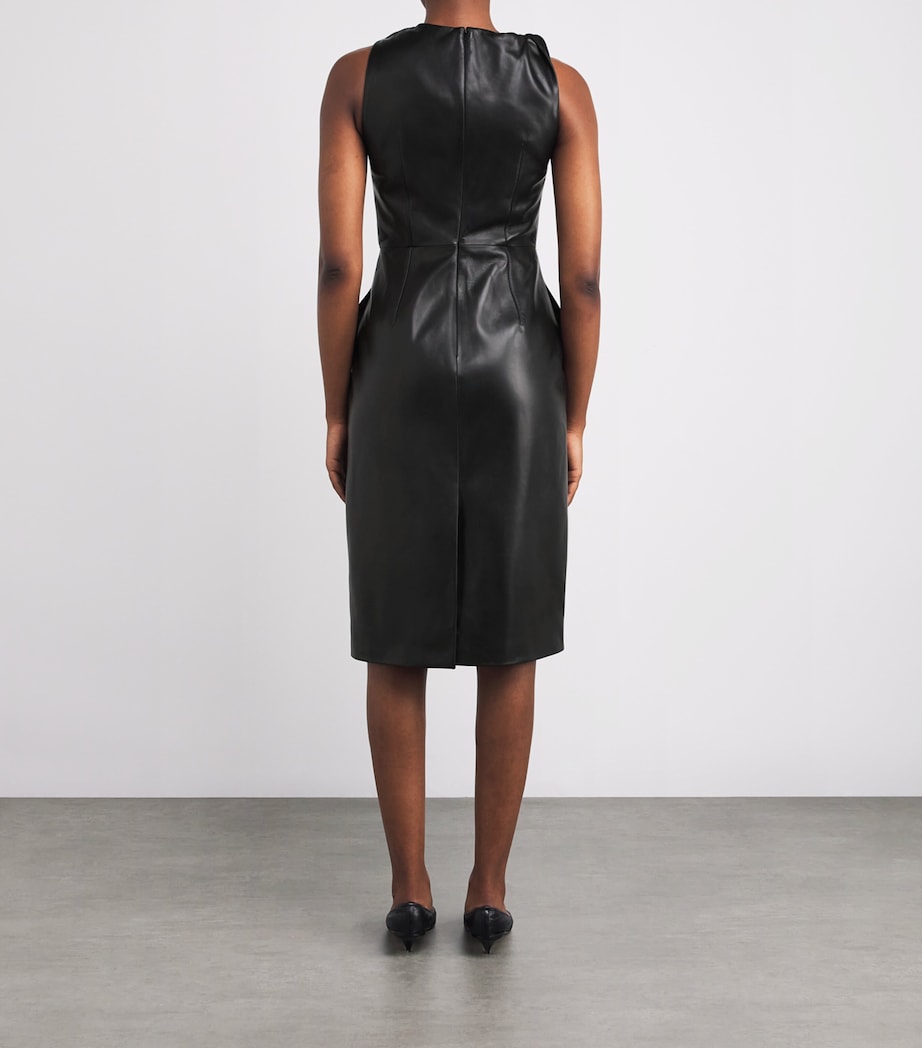 Adam Lippes Black Lambskin Hailee Midi Dress