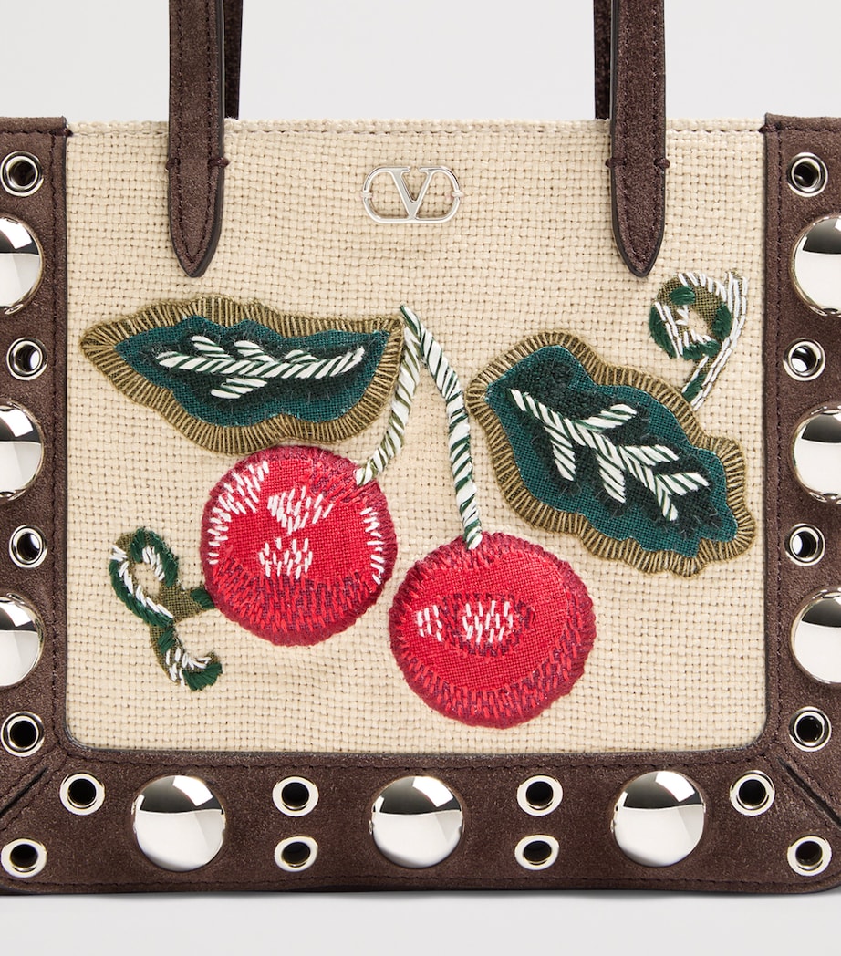 Valentino Garavani Multi Mini Suede Embroidered Nellcôte Tote Bag