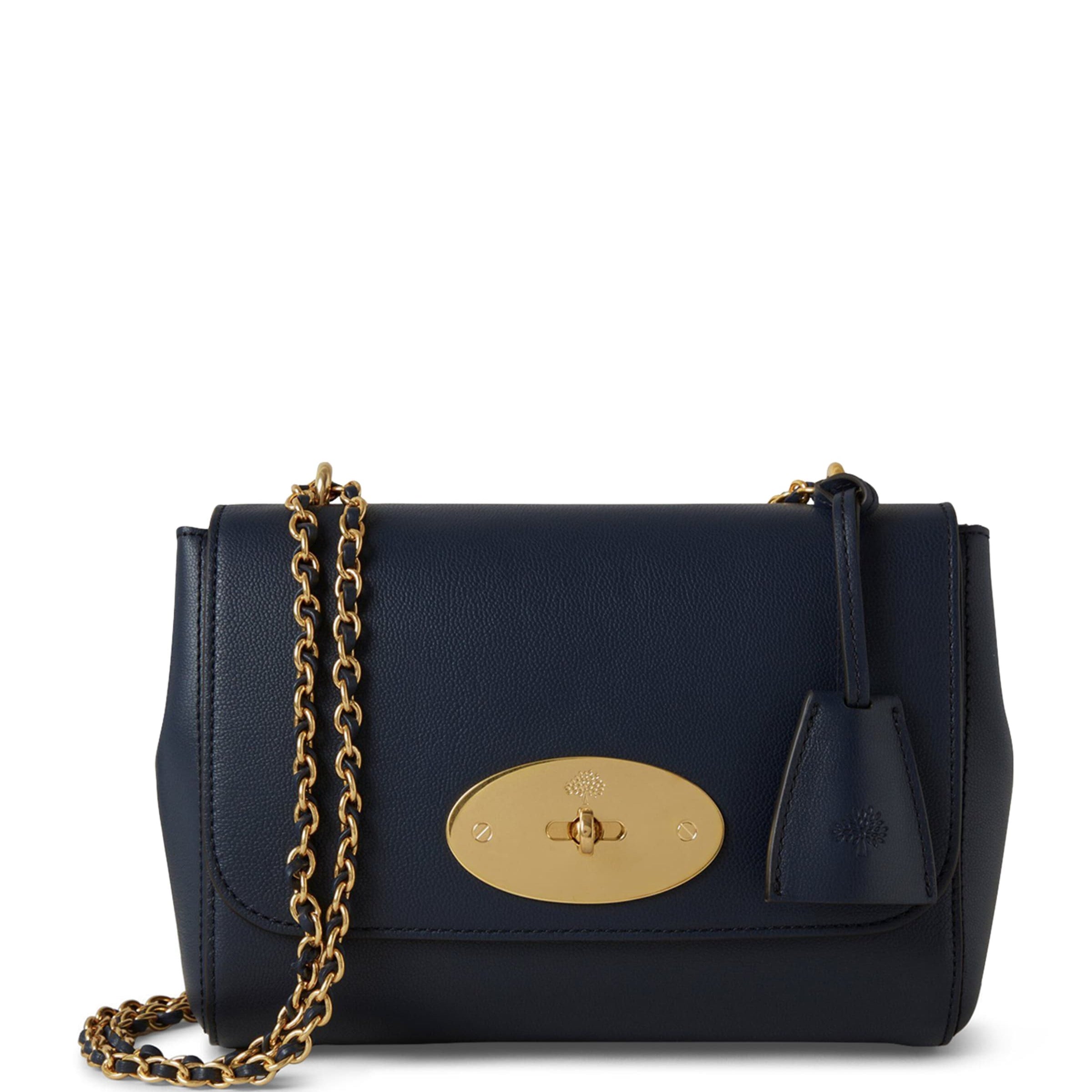 Mulberry Blue Grained Leather Lily Shoulder Bag