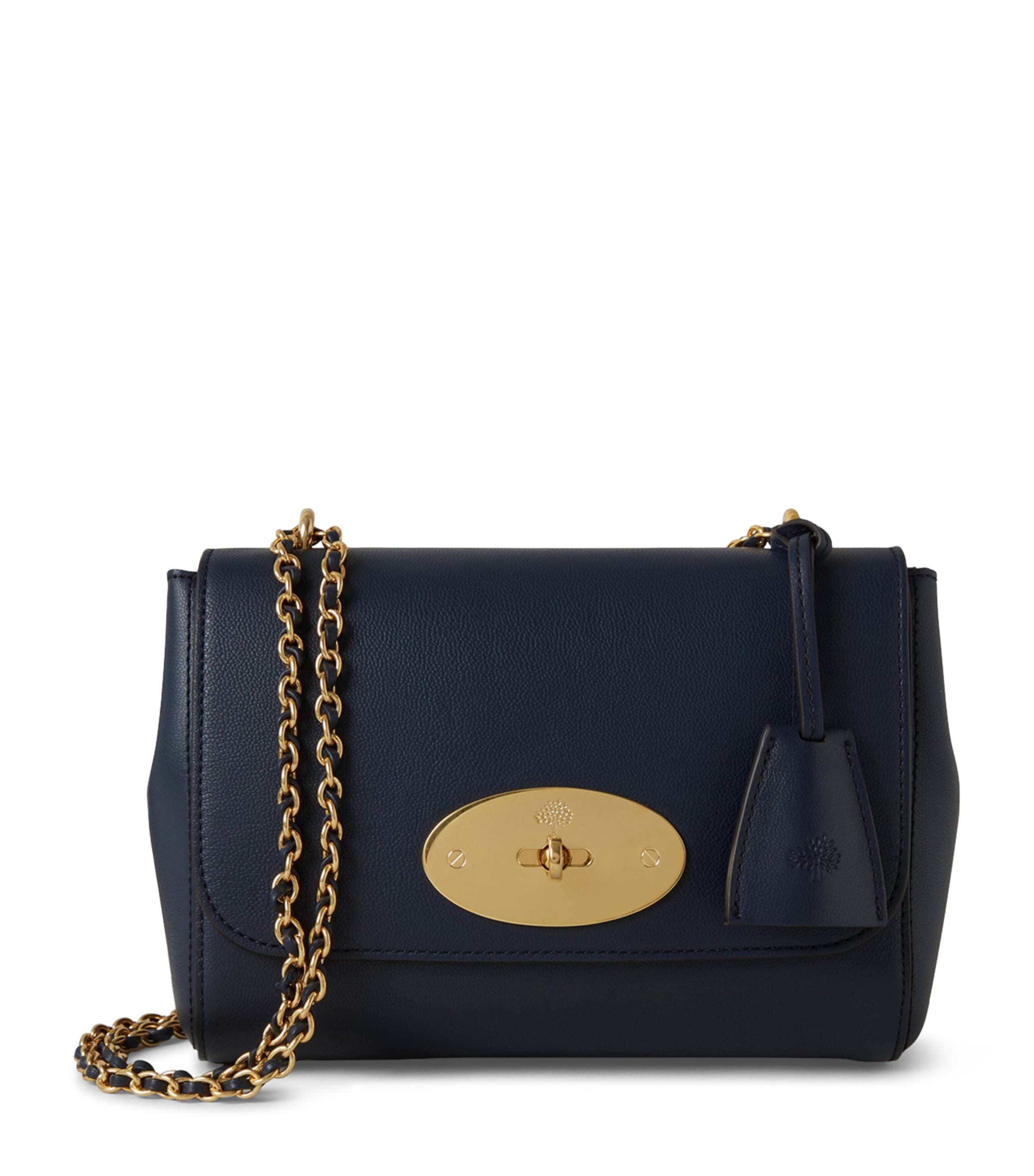 Mulberry Blue Grained Leather Lily Shoulder Bag