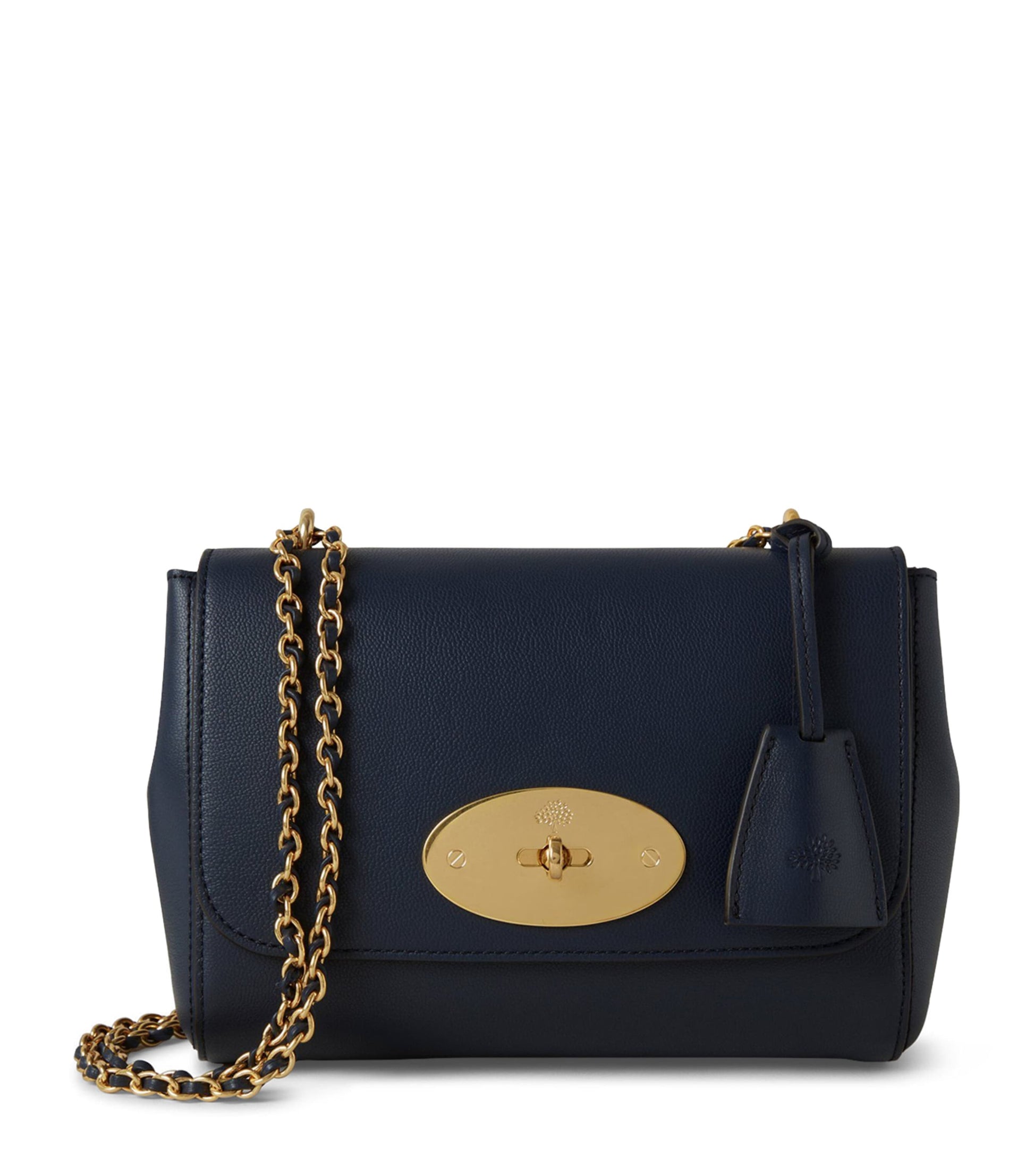 Mulberry Blue Grained Leather Lily Shoulder Bag