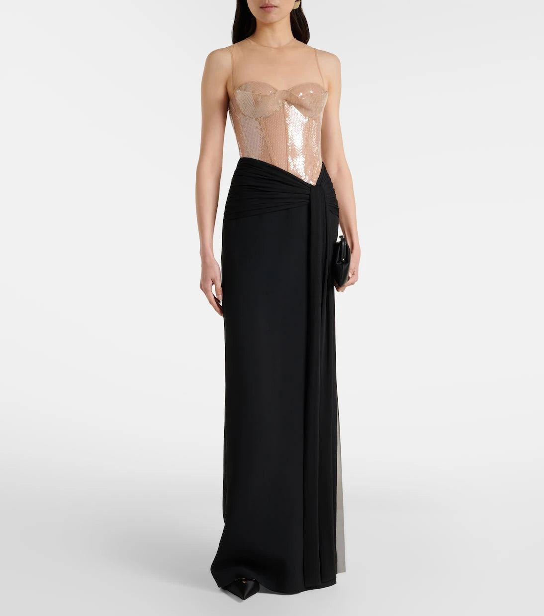David Koma - Sequined paneled bustier gown