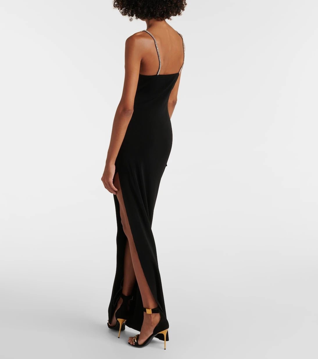 Balmain - Crystal-embellished side-slit gown