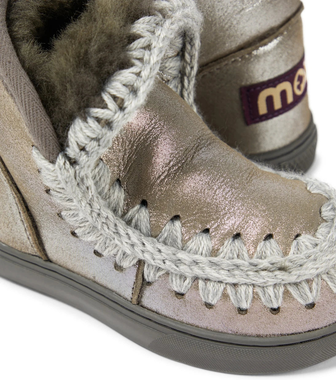 Mou Kids - Shearling-lined glitter leather ankle boots