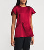 Victoria Beckham Red Crepe Pleat-Gathered Blouse