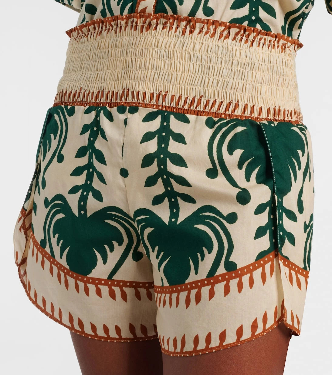 Johanna Ortiz - Printed shirred cotton shorts