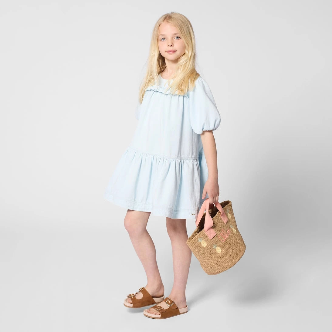 Chloé Kids - فستان جينز مكشكش
